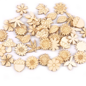 Charm trang trí hình học hoa cỏ cây lá bằng gỗ x30